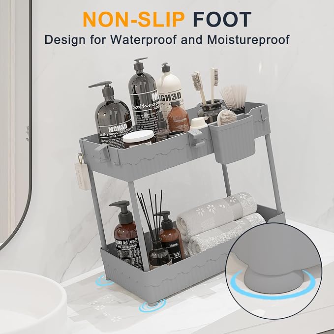 Sevenblue 2 Pack Under Sink Organizer, Under Bathroom Cabinet Organizer - Image 6
