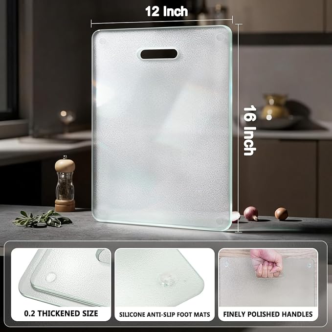 Tempered Glass Cutting Board for Kitchen Counter, Plastic Free, Scratch - Image 6