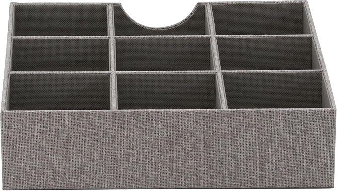 Household Essentials Grey 728-1 Deep 9 Section Drawer Organizer Box - Image 10