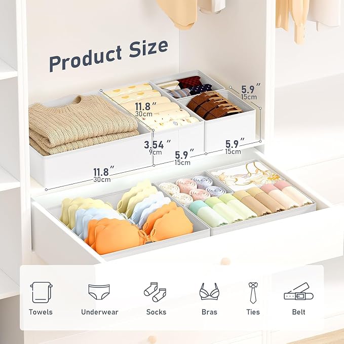 DIMJ Drawer Organizer Clothes, 28 Pack Dresser Organizer, Foldable Closet - Image 2