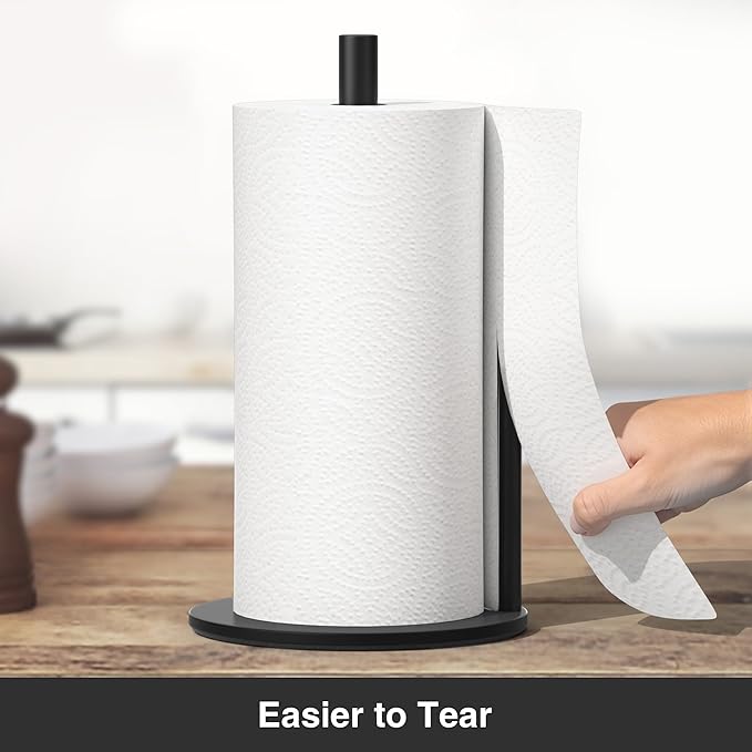 Paper Towel Holder Black, Premium Stainless Steel Kitchen Roll Dispenser - Image 2