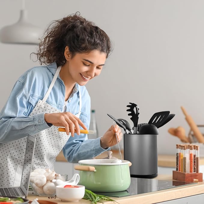Kitchen Utensil Holder for Countertop 360° Rotating Utensil Caddy Extra Large - Image 2