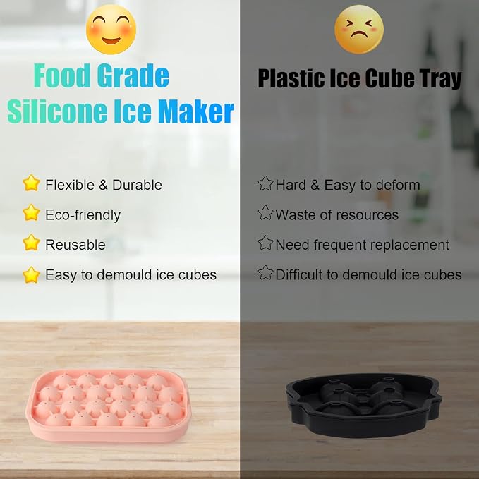 Ice Cube Tray, 2 Pack Flexible Silicone 22 Ice Balls Maker - Image 7