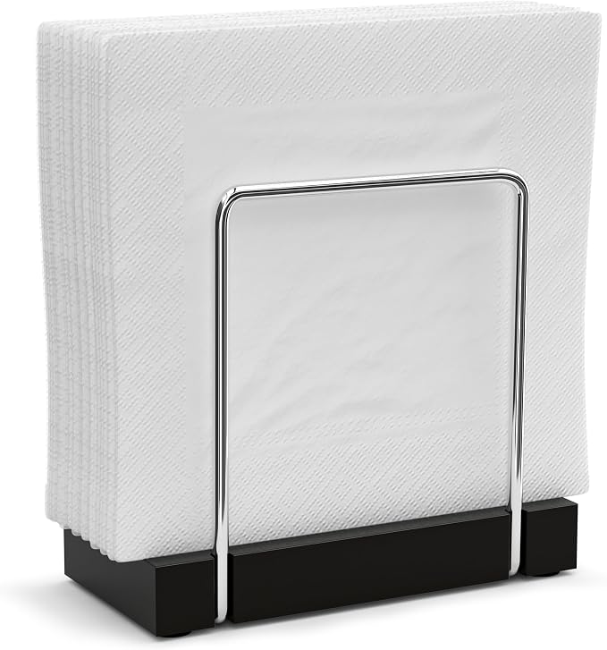 Napkin Holder for Table, Bamboo Iron Standing Napkin Dispenser for Kitchen by Wican