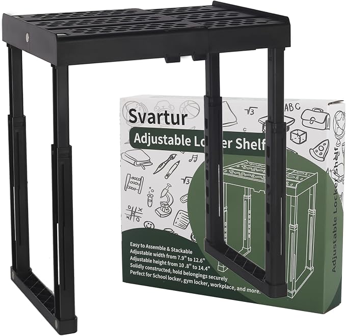 Svartur Locker Shelf for School Locker Adjustable Height and Width, Locker by Homepage
