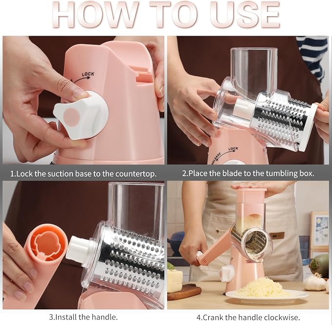 Cambom Rotary Cheese Grater Hand Crank Cheese Shredder - Image 7