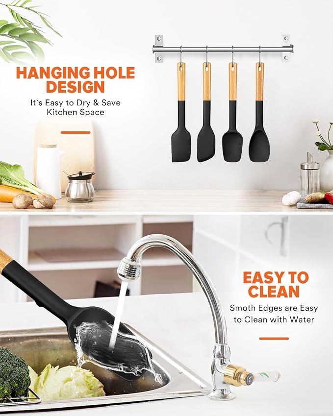Silicone Spatula Spoon Set, and Spreading, Sturdy BPA-Free Matte Silicone - Image 7