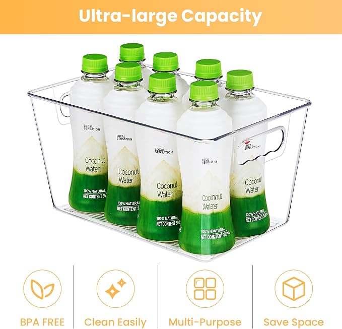 YIHONG Clear Plastic Storage Organizer Bins, 4 Pack Pantry Food Storage Bins - Image 6