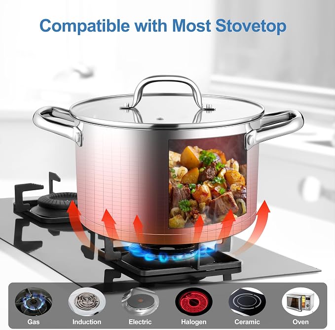 Homikit 5 Quart Stock Pot, Stainless Steel Soup Cooking Pot - Image 5
