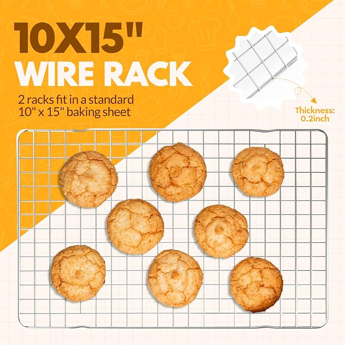 2 PCS Cooling Racks for Cooking and Baking, 15x10 Inches Stainless Steel - Image 2