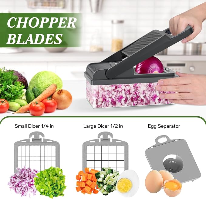 HomeHacks Vegetable Chopper Vegetable Cutter, 12 in 1 Kitchen Gadget, Onion - Image 2