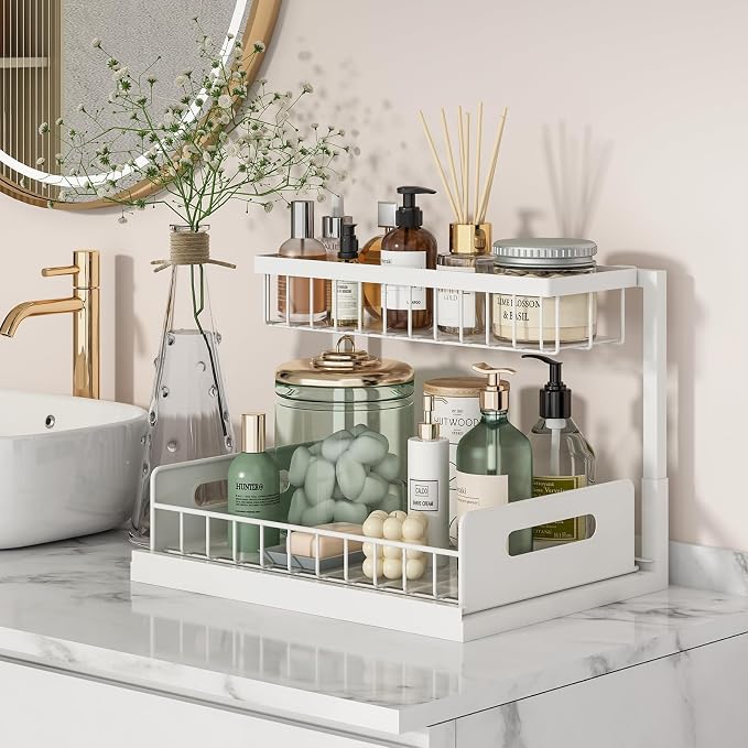 REALINN Under Sink Organizer, Pull Out Cabinet Organizer 2 Tier Slide Out Sink - Image 3