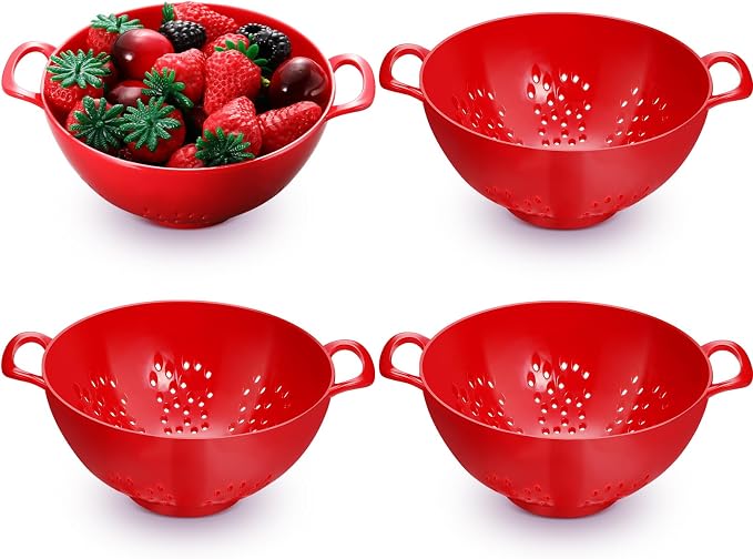 Baderke 4 Pack Mini Colander for Kitchen Plastic Berry Strainer by Baderke