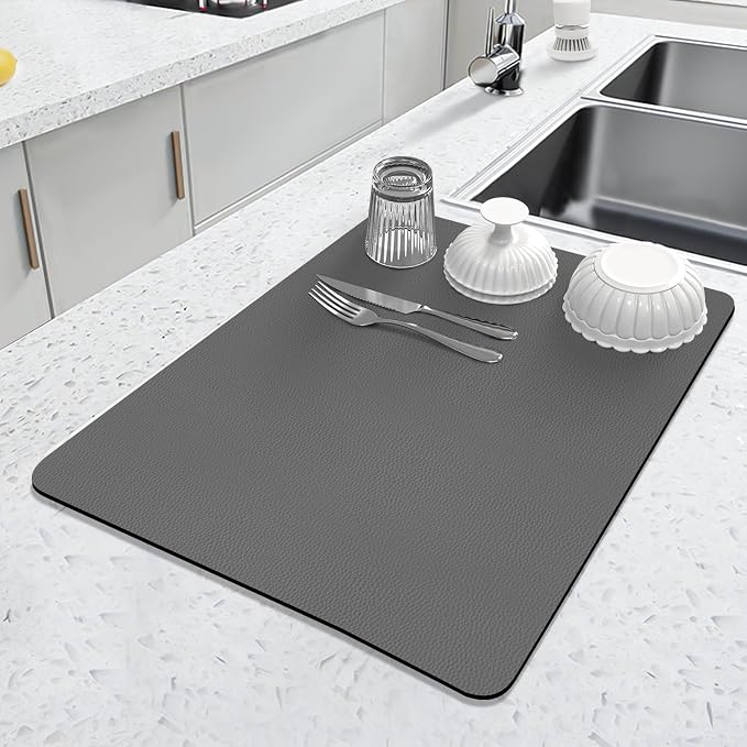 LOPNUR Kitchen Dish Drying Mat, Diatomite Coffee Mat, Super Absorbent Dish by LOPNUR