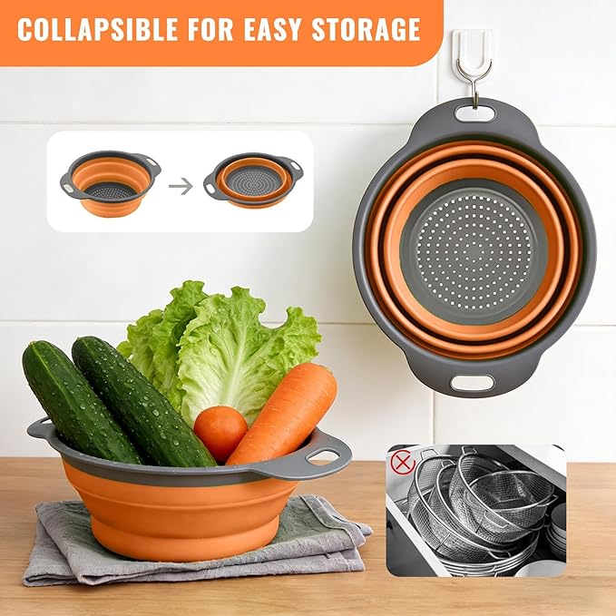 2 Pack Collapsible Silicone Colander - Image 3