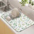 Kitchen Countertop Dish Drying Mat, Super Absorbent Coffee Bar Mat by Kuyig+Home