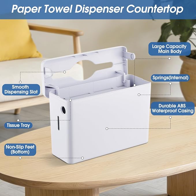 Paper Towel Dispenser Countertop, Large Capacity 200 Sheets, Non-Slip Base - Image 7
