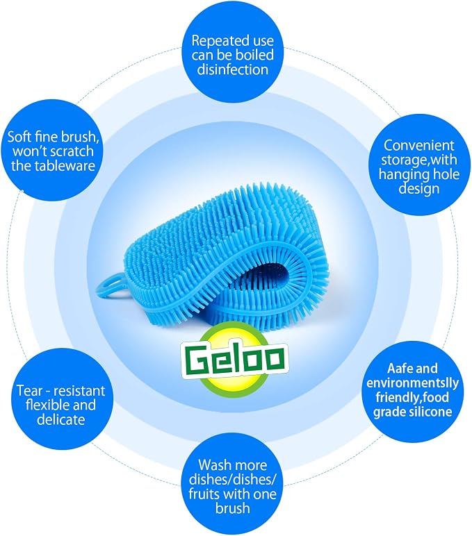 Geloo.Silicone Sponge Dish Brush, Double Sided Cleaning Brush - Image 6