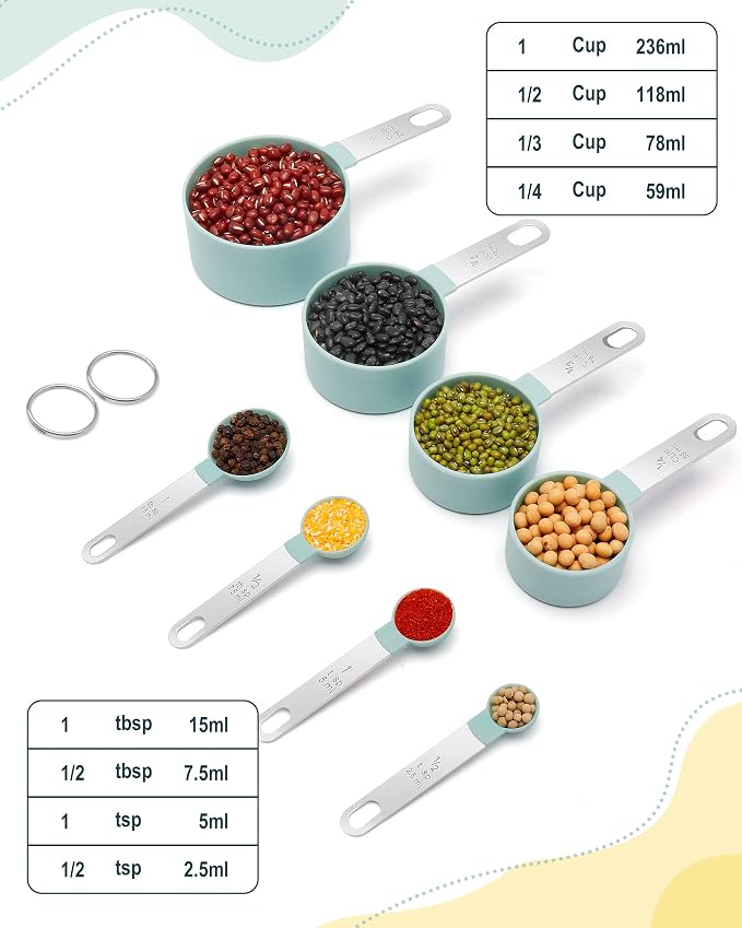 Measuring Cups and Spoons Set of 8 Pieces, nesting measuring cups - Image 2