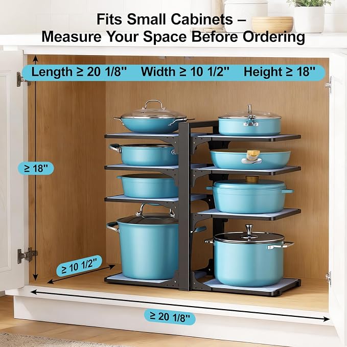 LAMU Pots and Pans Organizer under Cabinet, 8-Tier Heavy Duty Pan Organizers - Image 3
