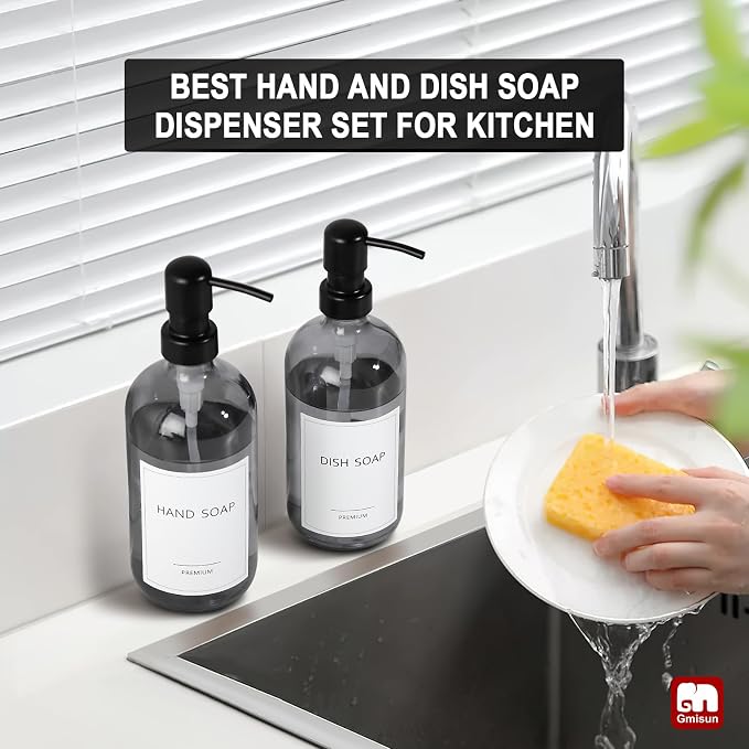 GMISUN Black Soap Dispenser, 2 Pack Hand Soap Dispensers - Image 6