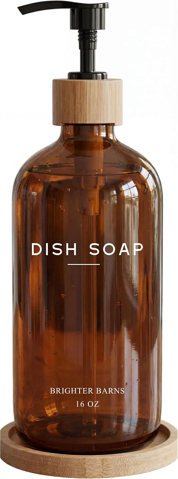 Amber Glass Dish Soap Dispenser by BrighterBarns