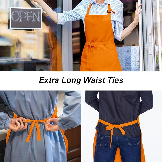 15 Pcs Adult Aprons Bulk with Pockets Adjustable Bib Chef Apron - Image 4