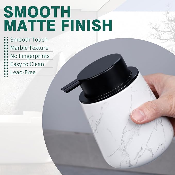 Bosilunlife Ceramic Foaming Soap Dispenser - 12 oz Marble Foam Hand Wash - Image 5