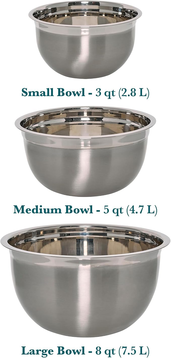 Chicago Metallic Stainless Steel Bowls, Versatile Nesting Mixing Bowls - Image 2