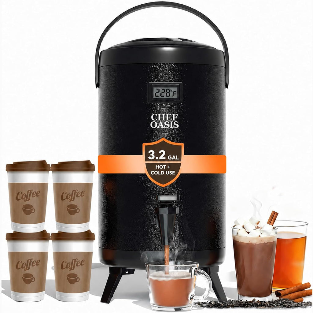 Insulated Beverage Dispenser 3 Gallon,Hot&Cold Drink Dispenser with
