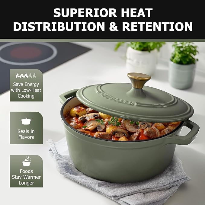 MUELLER HOME 7.5 Quart Enameled Cast Iron Dutch Oven - Image 2