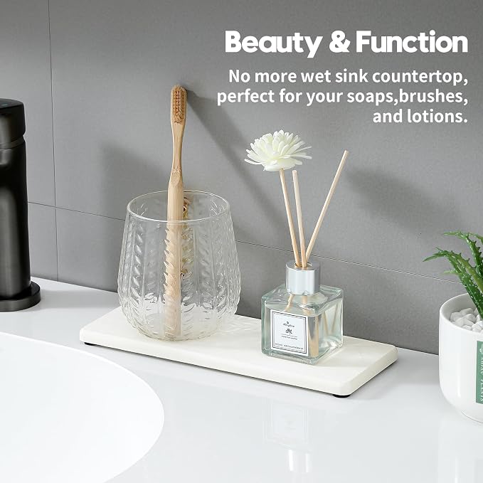 2PCS White Water Absorbing Diatomite Stone Drying Soap Dish Sink Vanity Tray - Image 2