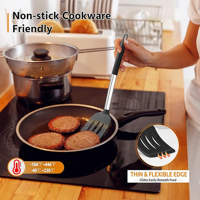 E-far Cooking Utensils Set of 4, Silicone Kitchen Utensils - Image 6