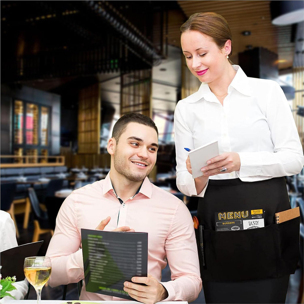 Server Aprons with 3 Pockets – 100% Polyester Waist Apron, 24x12 Inch