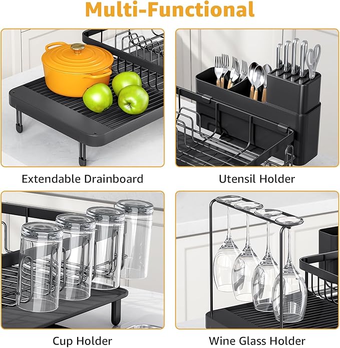 Urackify Large Dish Drying Rack – Expandable Dish Rack - Image 3