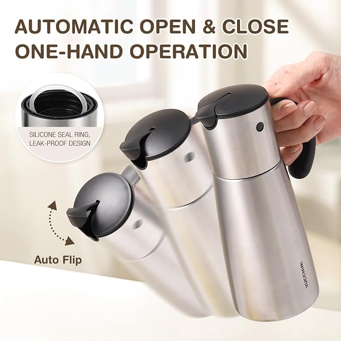 Vucchini Oil Dispenser Bottle Stainless Steel-Auto Flip Kitchen Oil and Vinegar - Image 3