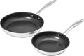 Amazon Basics 2-Piece Non-Stick Stainless Steel Fry Pan Set, Oven Safe by AmazonBasics