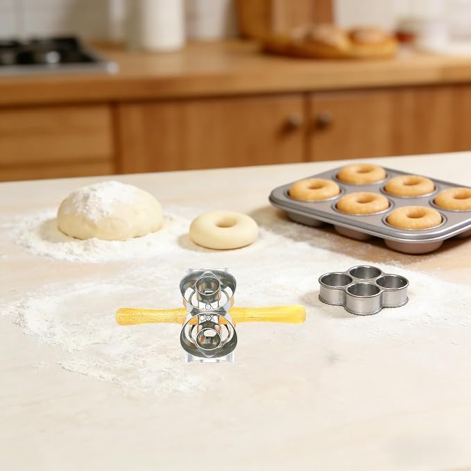 Donut Cutter with Hole Doughnut Cutter Pastry Lattice Roller Cutter Donut Maker - Image 5