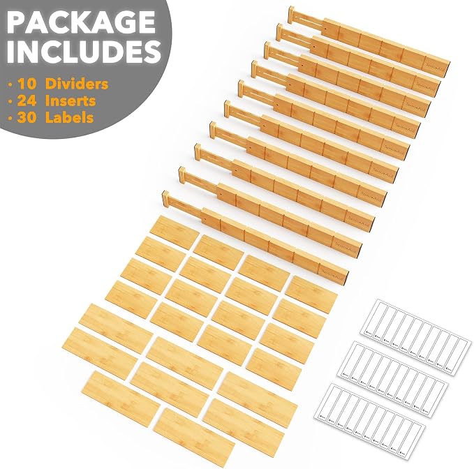 SpaceAid Bamboo Drawer Dividers - Image 7