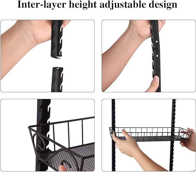 SWOMMOLY Adjustable Wall Mount Spice Rack, 9-Tier Dual-use Organizer - Image 6