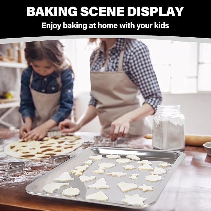 Set of 3 Baking Sheet, Stainless Steel Cookie Sheet Baking Sheet Pan, 9/12/16 - Image 8