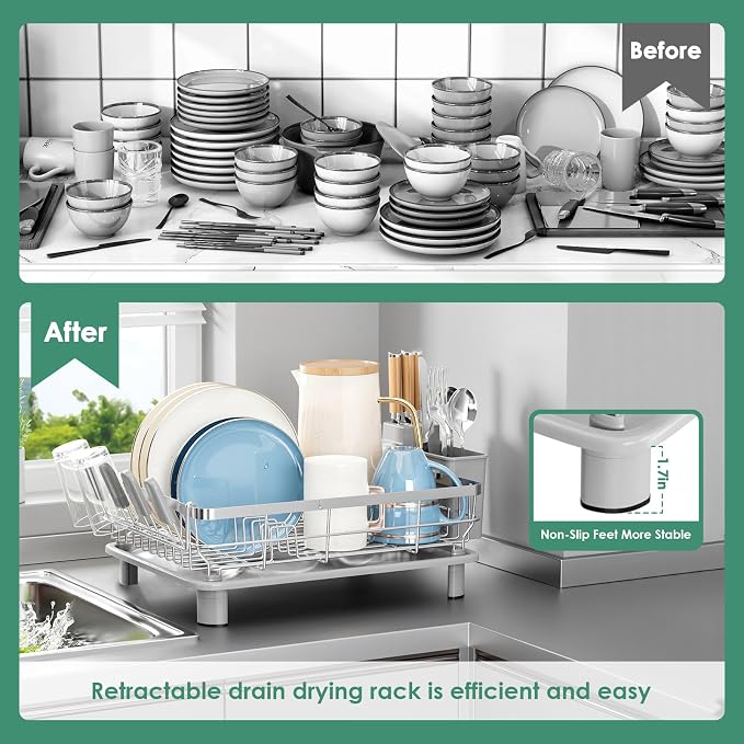 MOUKABAL Dish Drying Rack, Dish Rack, Stainless Steel Dish Racks - Image 5