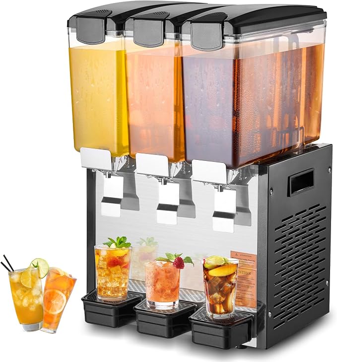 VEVOR Commercial Beverage Dispenser, 3 Tanks 10 L / 10.6 QT Per Tank Juice by VEVOR