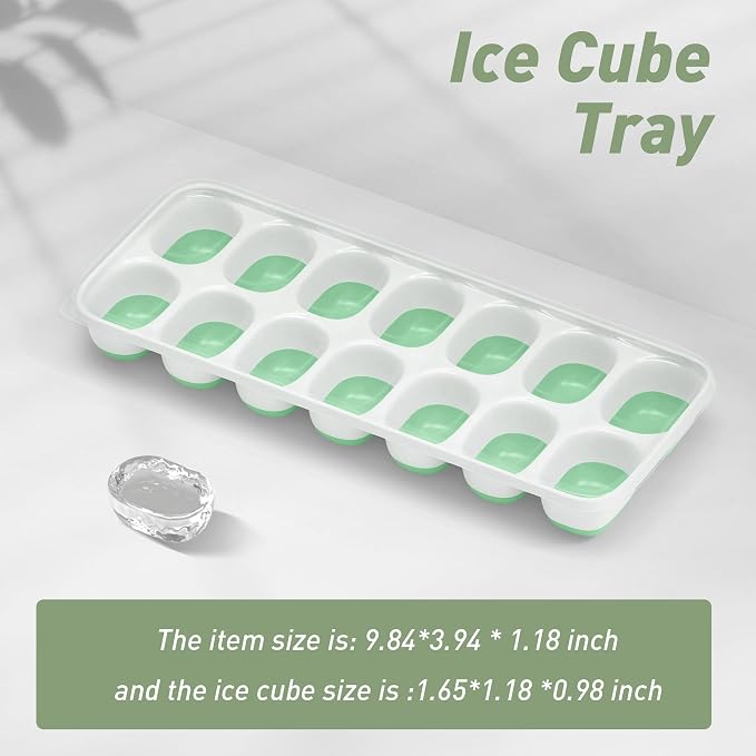 ChefAide Ice Cube Tray with Lid, 2 Packs 28 Cubes Durable Stackable Ice Cube - Image 3
