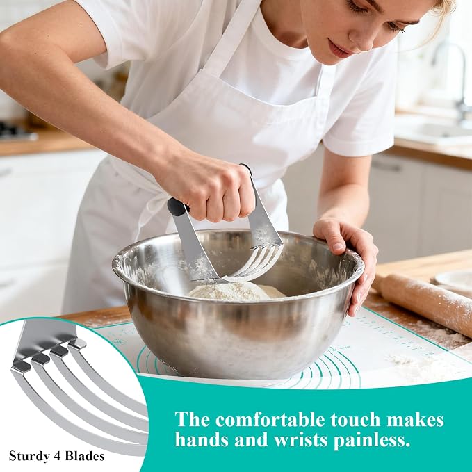 Biscuit Cutter Set, Stainless Steel Pastry Cutter, Pastry Blender, Dough Cutter - Image 3