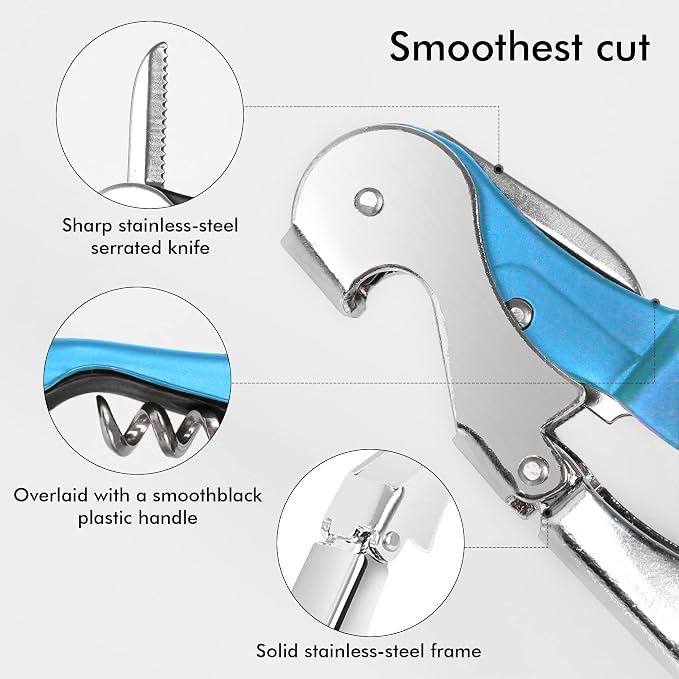 Professional Waiter Corkscrew Wine Openers Set, Heavy Duty Stainless Steel - Image 4