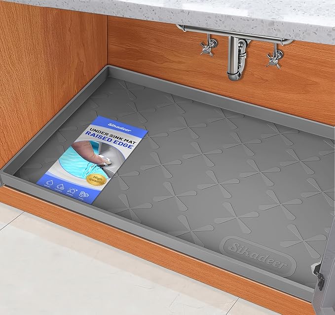 SIKADEER 25" x 19" Under Sink Mat Waterproof, Silicone Mat Kitchen Drawer Shelf by SIKADEER