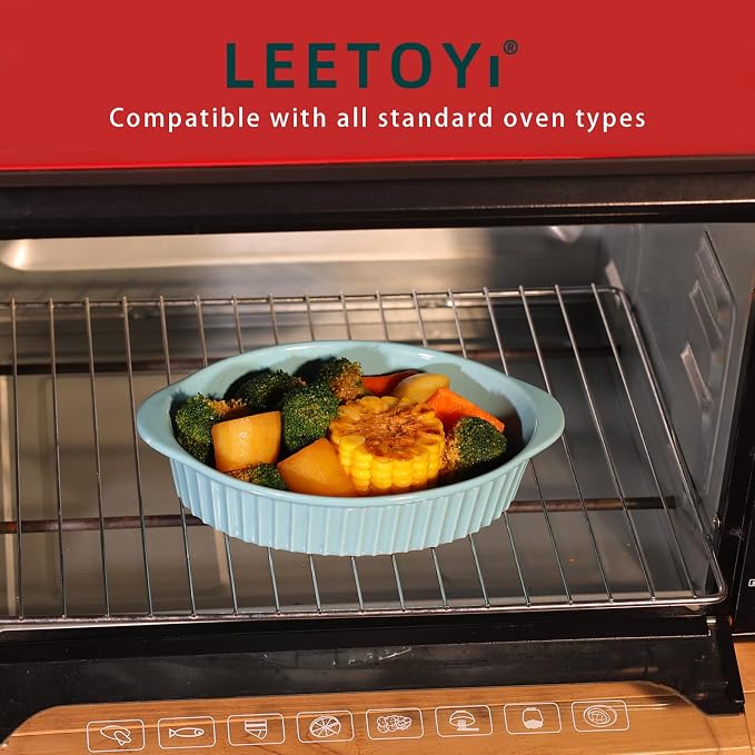 LEETOYI Porcelain Small Oval Au Gratin Pans, Baking Dish Set - Image 4