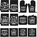 12 Pcs Farmhouse Kitchen Decor and Accessories Sets 4 Black Kitchen Towels 4 by Bencailor