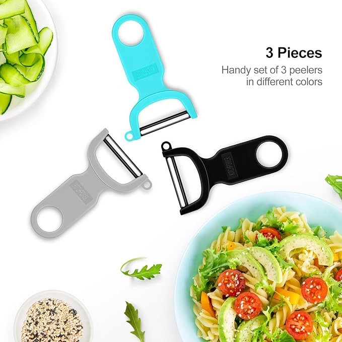 Original Vegetable Fruit Peeler Carbon Steel Blade 3 Pack Grey/Blue/Black… - Image 2